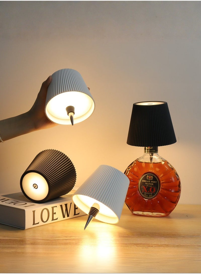 MODI Wine Bottle Stopper Lamp White 3W Rechargeable LED Bottle Light with 3 Color Touch Control, Type-C USB Portable Ambient Table Lamp for Bedroom, Bar, Restaurant, Wedding Decor - Image 2